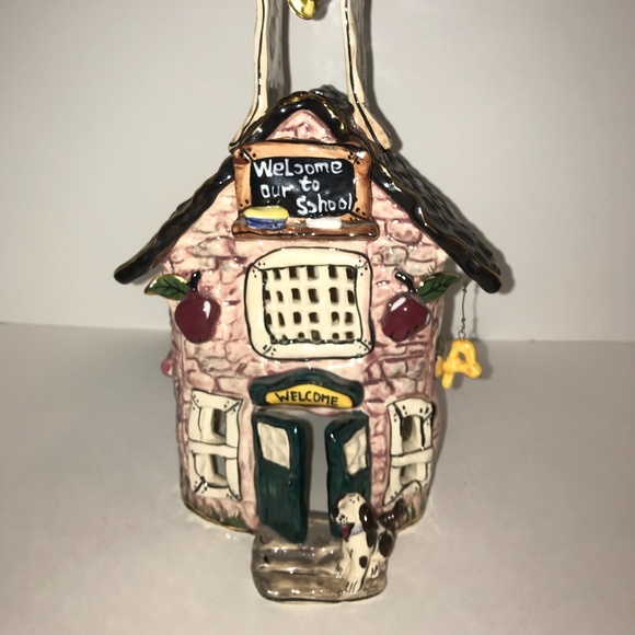 Art Blue Sky Clayworks Heather Goldminc Schoolhouse Candle Holder